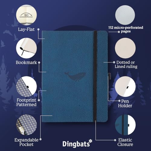 Dingbats* Wildlife Dotted Journal Notebook A5, Vegan Leather Soft Cover, Ideal for Work Travel, Writing, with Pocket - Image 3