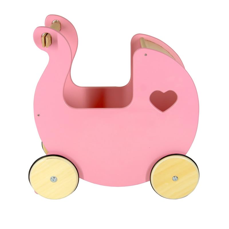 Unique Nature Puppenwagen Holz rosa Ruby 42,5x42x23 cm – Stabiler Holzpuppenwagen ab 3 Jahren mit glatten Kanten, pädagogisch wertvoll Mädchen – Bild 8