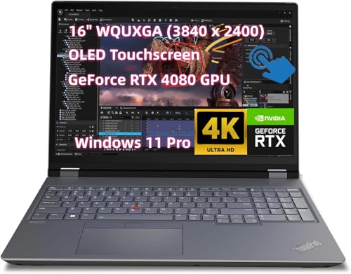 Image of New ThinkPad P1 Mobile Workstation (16 inch 4K+ (3840 x 2400) OLED Touchscreen, Core i7-13800H, Geforce RTX 4080, 64GB RAM 2TB SSD) Laptop for Engineer Designer Architect, 2 x Thunderbolt4, Win11 Pro