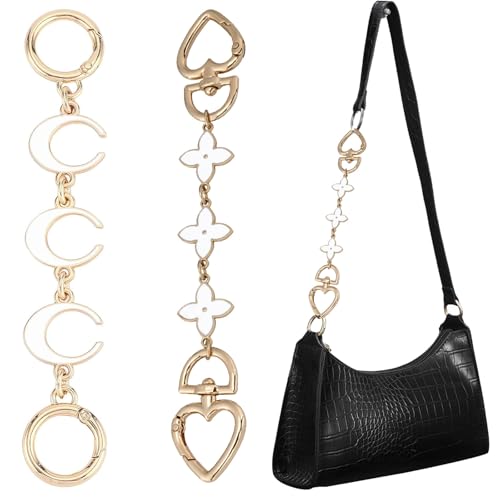 2Pcs Bag Strap, Moon Four-Leaf Clover Bag Charms for Handbags, Adjustable Bag Accessories, Stylish Decorative Bag Charm Extender