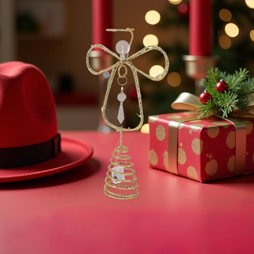 Ángel de Navidad Anticaídas FONDOTIN con Base Espiral para Árbol de Navidad Grande 6