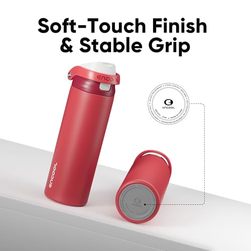 Image of ENCOOL Leakproof Insulated Water Bottle with Straw Dual-Sip Water Bottle Bag-Safe Design for Work, Commute & Gym - Keeps Drinks Cold All Day, 24 oz, Ember Clay