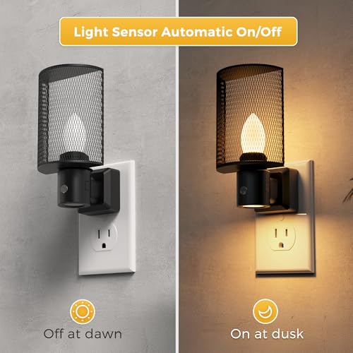 Image of L LOHAS LED Night Light, 2 Pack Night Lights Plug into Wall, 3000K Warm White, Farmhouse Plug in Light with Dusk to Dawn Sensor, for Bedroom, Bathroom, Kitchen, Hallway