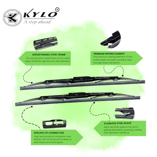 Image of Kylo Windshield Wiper for Hyundai i20 Model /Conventional and Traditional Windshield Scratch Proof Metal Wiper Blades Suitable for Hyundai i20 Model (Driver Side-24 inch, Passenger Side-16 inch)