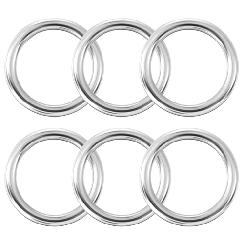 FdcLixuvol 6 Pcs Metal O Rings 2 inch Stainless Steel Round Buckles Multi-Purpose Welded Rings Silver Metal Loop for Macrame Camping Belt Dog Leashes Hardware Crafts Project