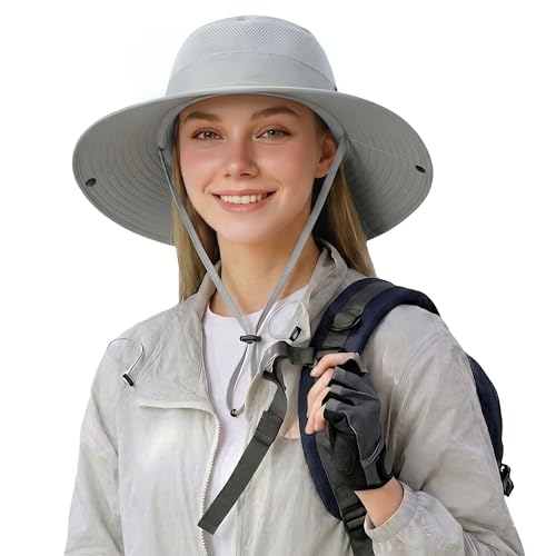 Image of Wide Brim Sun Hat for Men Women UV Protection Ventilated Summer Hats for Fishing Hiking Garden Beach