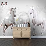 Vlies Fototapete Wandtapete Wandbilder 3D Pferde Kugel Dimensionaler Raum 1229 (300(B) x 210(H) cm)