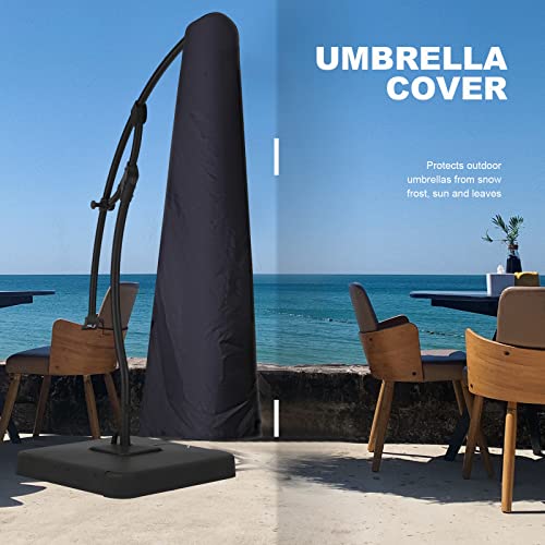 Skyfiree Umbrella Cover Patio Cantilever Umbrella Cover Waterproof Outdoor Offset Umbrella Cover 600D Oxford Fabric Hanging Umbrella Cover For 7-11Ft Parasol Black #TOP5