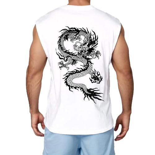 Genérico Camiseta De Tirantes Hombre - Camiseta Sin Mangas con Estampado De DragóN 3D Digital De Verano para Hombre Camiseta Primera Capa