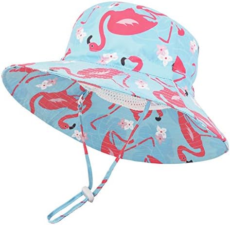 Jupsk Kids Bucket Hat, Unisex Child Summer Hat Wide Brim Sun Protection Hat, Foldable Beach Cap with Adjustable Chin Strap UPF 50+ Outdoor Play Hat for Baby Boys Girls Infant Kids Toddler