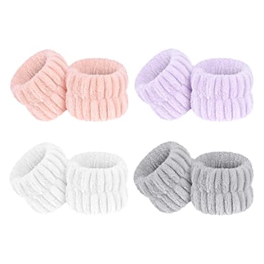 AOOWU Muñequeras Toalla, 4 Par Muñequeras de Microfibra para Lavarse Cara de Evitan Que Líquido se Derrame Por Tus Brazos, Bandas de Muñeca Absorbentes de Agua Suave, Muñequera Deportiva Yoga Tenis