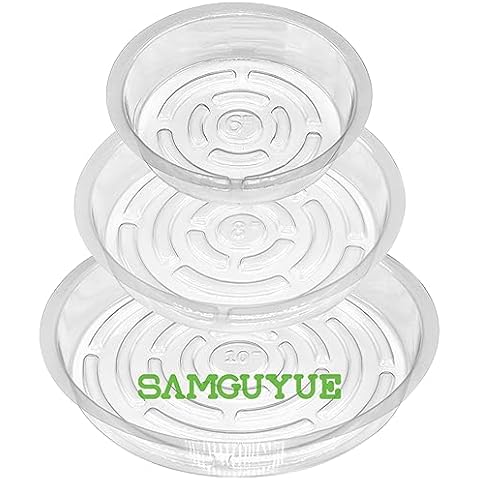 SAMGUYUE 18 Pack of 6, 8, 10 Inches Clear Plant Saucers, Flower Pot Tray, Plant Pot Saucer, Plastic Plant Saucer for Indoor and Outdoor, Made of Plastic Cover