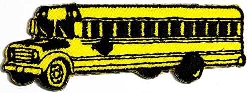Yellow Bus Car School Bus Transportation Back to School Vintage Car Classic Cartoon Children Kid Patches Embroidered Appliques Symbol Badge Clothes Jeans T-Shirt Hat Backpacks