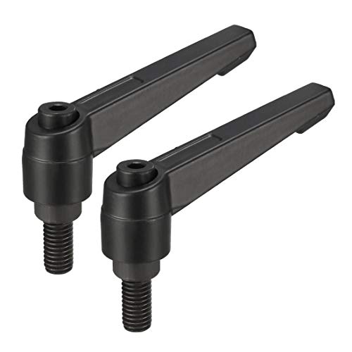 Image of uxcell M8 x 15mm Handle Adjustable Clamping Lever Thread Push Button Ratchet Male Threaded Stud Knobs Locking Rotating Screw Handles Quick Release Bolt Black 2pcs