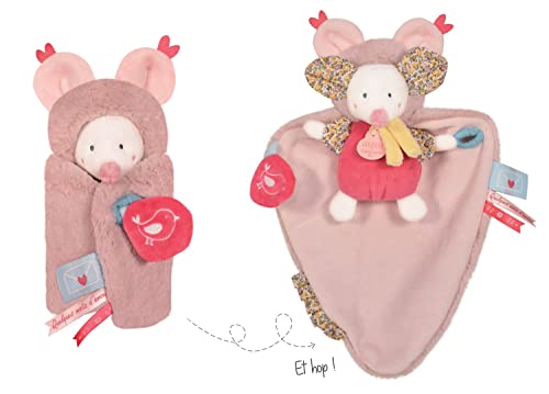 Doudou et Compagnie - Doudou Souris - Doudou cape - Rose - 25 cm - DOUDOU PAPILLOTE - DC3952