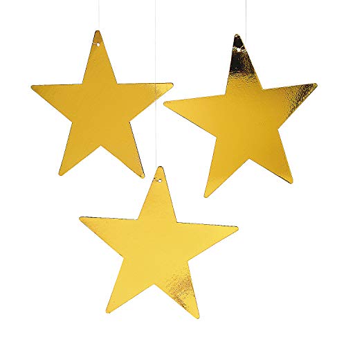 Fun Express 12 Inch Gold Star Decoration Cutouts (12 Cardboard Pieces) - VBS Vacation Bible School Supplies/Decor