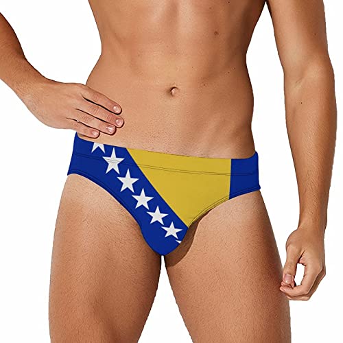 Calculay Bosnia and Herzegovina Flag Men's Swimming Trunks,Beach Shorts Stretch Swimsuit Quick Dry
