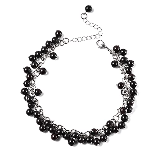 Shop LC Dark Red Garnet Bead Charm Anklet For Women Adjustable Fashion Foot Jewelry Ankle Bracelet in Stainless Steel 9-11 Inch