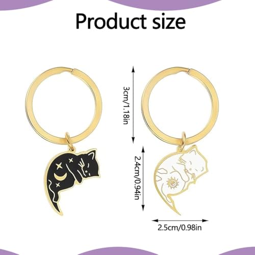 Image of Zibuyu Cute Cat Anime Matching Keychains - Couple Gift for Boyfriend Girlfriend, Husband Wife & Best Friend, Ideal for Long Distance Relationship, Anniversary & Valentines Day