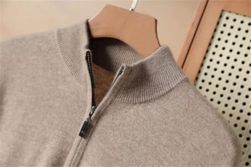 Men's Knitted Sweater with Half High Neck Zipper Winter Warmth Pullover Solid Color Tops2