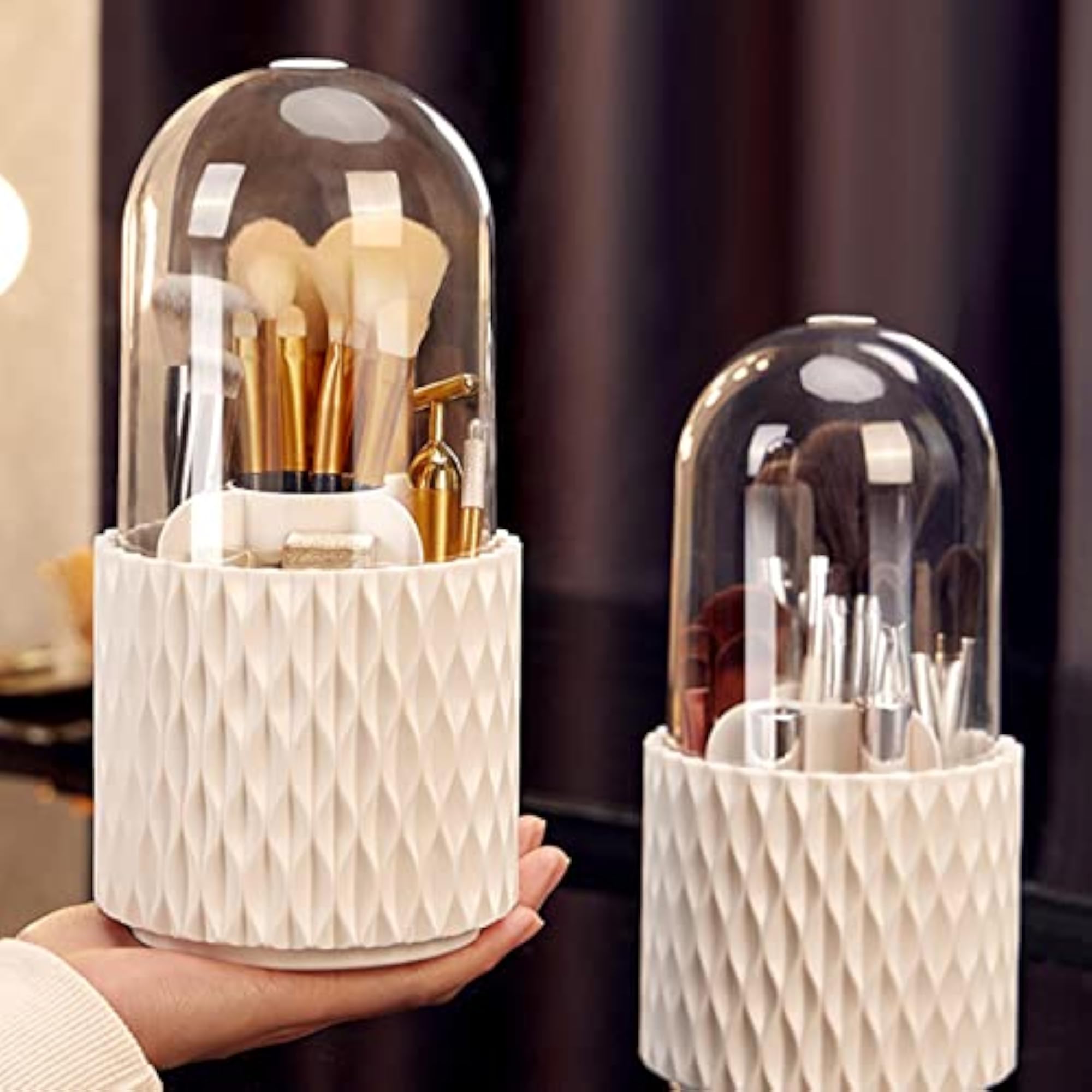 Multifunction Rotating Cosmetic Brushes Holder Container