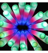 SHQDD Glow Sticks Bulk, 100 Pcs LED Foam Sticks with 3 Modes Colorful Flashing, Glow in the Dark ...