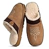 OOW Wide Genuine Suede Cowboy Boot Slippers for Mens Western House Slippers Indoor and Outdoor Square Toe