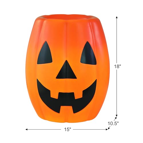 Mr. Halloween 18 in Jack-O-Lantern Candy Bowl with LED Lights, Blow Mold Trick or Treat Holder, Vintage Light Up Halloween Candy Dish - image 3