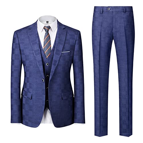 Plaid Suit Men's Suit Vest Pants Business British Wedding Dress Banquet Slim Jacket Pants Three Sets