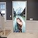 A.Monamour Sticker Porte Autocollant Poster De Porte 3D Forêt Montagne Un Bateau sur Le Lac Pragser Wildsee Nature Paysages Vinyle Affiche De Porte Sticker Mural Papier Peint Art Décor 90 x 200 cm