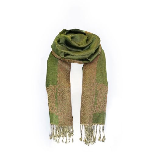 Knot Scarf for Women, Green/Red Radiant Color, Celtic Knot Design Made in Ireland