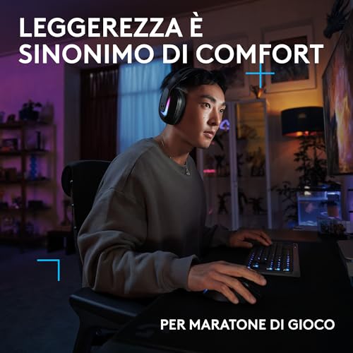 G522 LIGHTSPEED cuffia con microfono gaming wireless, LIGHTSYNC RGB, microfono e audio sincronizzato avanzato, connettività tripla con LIGHTSPEED, Bluetooth, da USB-A a USB-C per PC - Nero - Cuffia gaming - Immagine 5