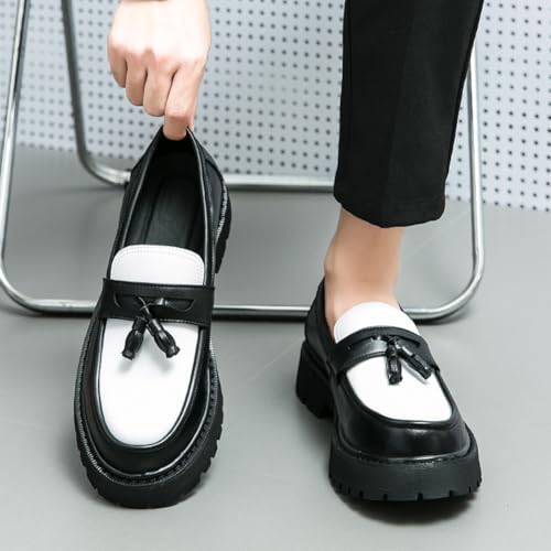 Platform Tassel Loafers for Men Round Toe Comfort Slip-On Business Dress Shoes for Business Casual Dress Prom Party4