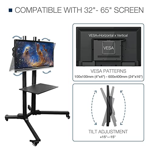Soporte móvil para TV ajustable con ruedas para pantallas 32"-65" miniatura 4