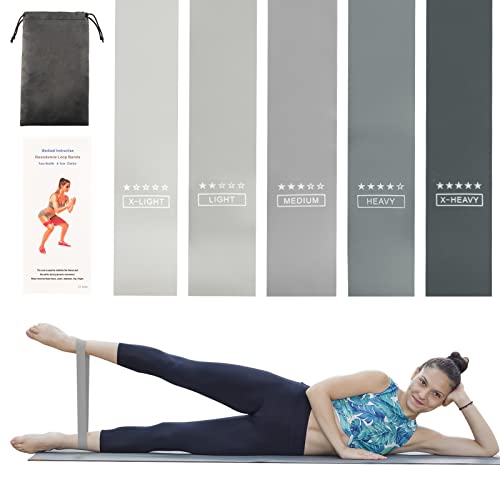 Exercise Bands Set, 5Pcs Resistance Bands With Carry Bag For Home Fitness, Stretching, Strength Training, Crossfit, Pilates Yoga Flexbands, Tpe Elastic Workout Bands For Women Men - Grey #TOP1