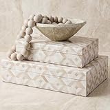 ZICOTO Decorative Storage Boxes with Lids - Set of 2 Beautiful Organizer Bins for Your Bookshelf Home Decor - Safely Store Photos, Documents and Memory Box Keepsakes on Your Shelves in Style