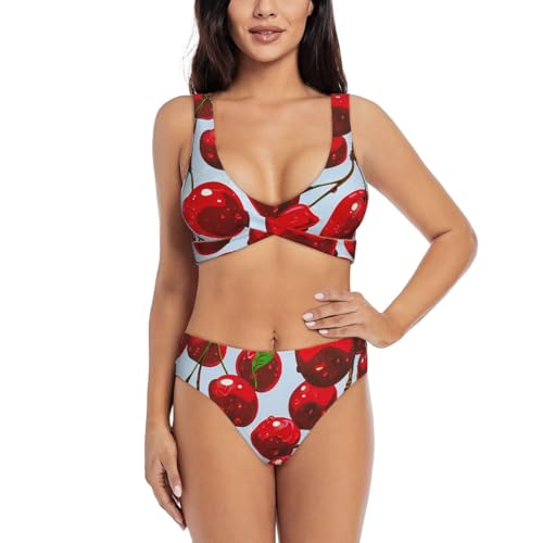 Maillot de bain deux pièces cerises avec coupe galbante et maintien optimal