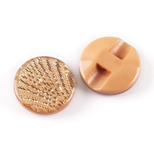 10 Pcs Round Resin Buttons Striped Buttons for Overcoat Sewing Accessories (Khaki, 15mm)