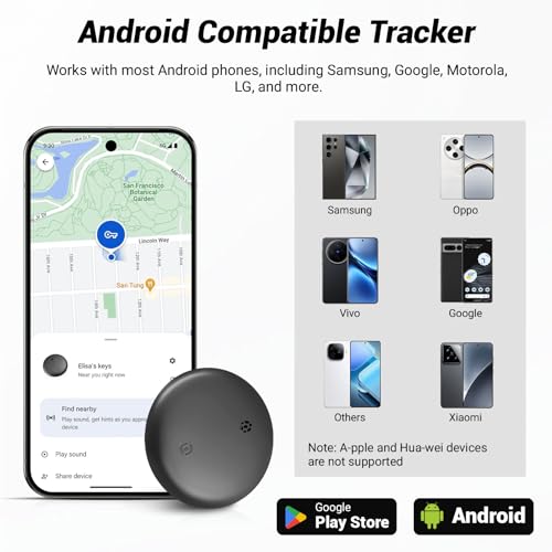 Android Tracker Auto, Tragbar Ortungsgerät Auto Google App[Find My Device], Fahrzeugortungsgeräte ohne monatliche Gebühren, Bluetooth Tracker(Nicht für iPh0ne geeignet)