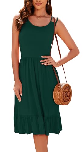 Sommerkleid Damen Ärmellos Strandkleid A-Linien leicht luftig Freizeitkleid Mit Gummi Taille
