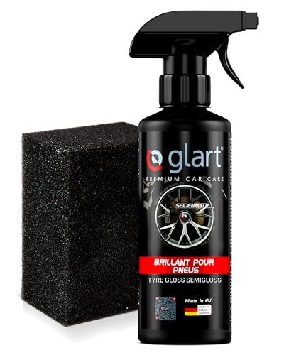 Glart 45RK Brillance pneus 500 ML avec éponge - Finition satinée - Protection UV - ravive Couleur - pneus, Plastiques, Joints - Entretien Caoutchouc - Voiture, Moto, Camping-Car, Usage régulier
