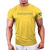 GYMTIER Spartan Forged - Chest Logo - Men's Gym T-Shirt Bodybuilding Training Workout Lifting Top Clothing, Yellow, 4XL #1