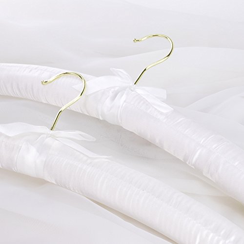 Hangerworld White Satin Padded Hangers - 4 Pack, 17Inch Adult Size, No Shoulder Bump Coat Hangers #TOP4