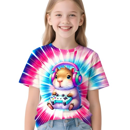 Image of Kids Neon Tie Dye Shirt for Boys Girls Tie-Dye T-Shirt Hippes Tshirt Senior Children Tee Size 6-16 Years Age