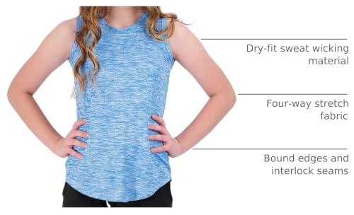 Image of Real Essentials 4 Pack: Girls' Dry-Fit Active Tank Top - Gym Running Workout Athletic Shirt for Kids Teens Youth