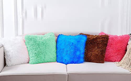 PICKKART Faux Fur Throw Pillow Covers-16" x 16",Set of 5 - Soft Cushion Cases - Fuzzy Fluffy Cozy for Sofa Bed Decor Couch Bedroom Without Insert. 16x 16 Inches/ 40 x 40 cm (Multicolor) (B09QH444N3) Amazon Price History, Amazon Price Tracker