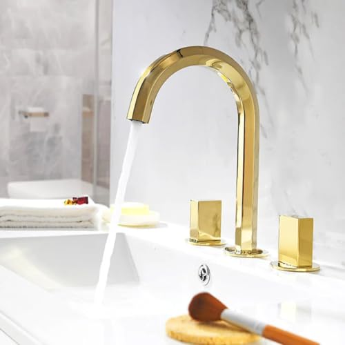 Grifo de lavabo bimando con latón moleteado para baños modernos 6