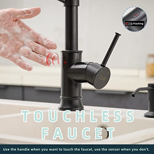 Image of GIMILI Matte Black Touchless Kitchen Sink Faucet with Pull Down Sprayer, Motion Sensor Smart Activated Hands-Free Single Handle Kitchen Faucet