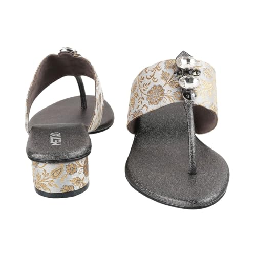 Image of Metro Women Ethnicwear Beaded Block Heel Sandal