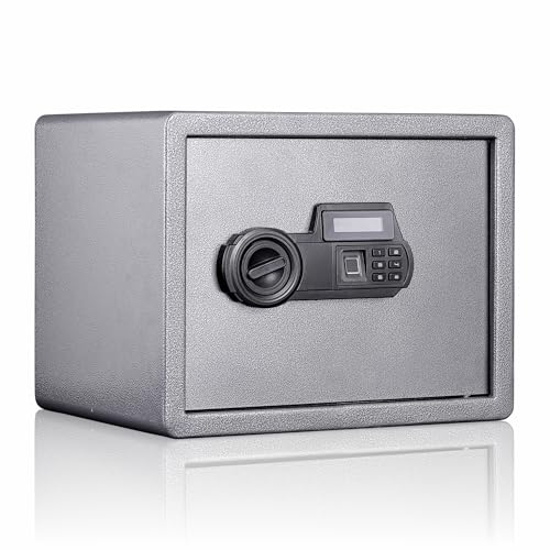 Image of LAPO Digital Safe Locker Box for Home, Safety Locker with LCD Display Electronic Keypad, Fingerprint & Keys, Tijori for Box Office, Bedroom, 2 Year Warranty (Alloy Steel, 38 Liter, Weight-10 Kg, Grey)